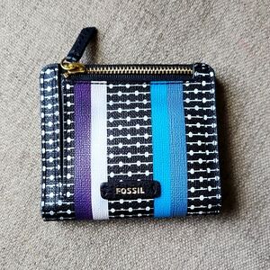 Fossil Wallet blue purple stripes